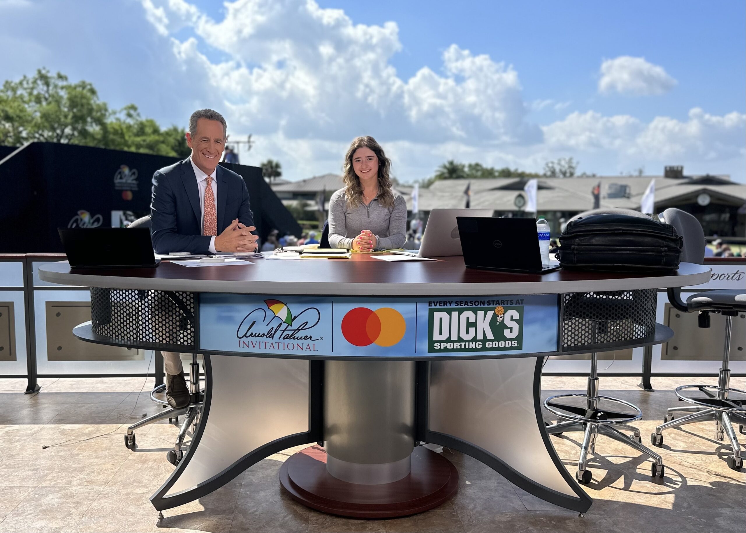 Jordan Levit talking with Golf Channel's Rich Learner at the Arnold Palmer Bay Hill Invitational